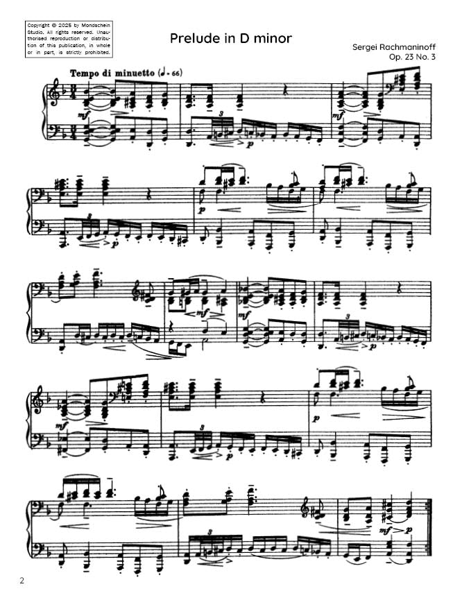 Rachmaninoff - Prelude Op. 23 No. 3 (PDF Sheet Music / Digital Download)