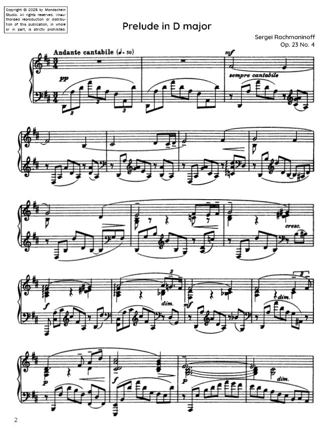 Rachmaninoff - Prelude Op. 23 No. 4 (PDF Sheet Music / Digital Download)