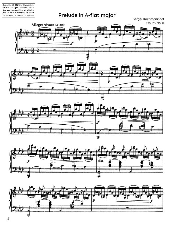 Rachmaninoff - Prelude Op. 23 No. 8 (PDF Sheet Music / Digital Download)