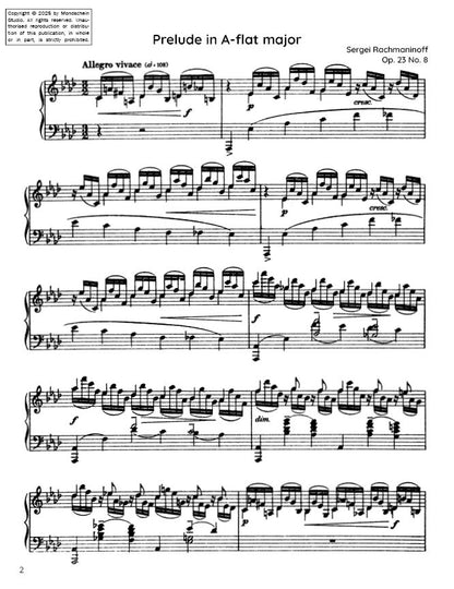 Rachmaninoff - Prelude Op. 23 No. 8 (PDF Sheet Music / Digital Download)