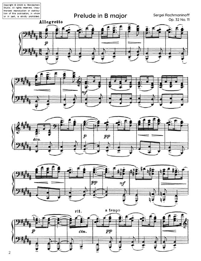 Rachmaninoff - Prelude Op. 32 No. 11 (PDF Sheet Music / Digital Download)