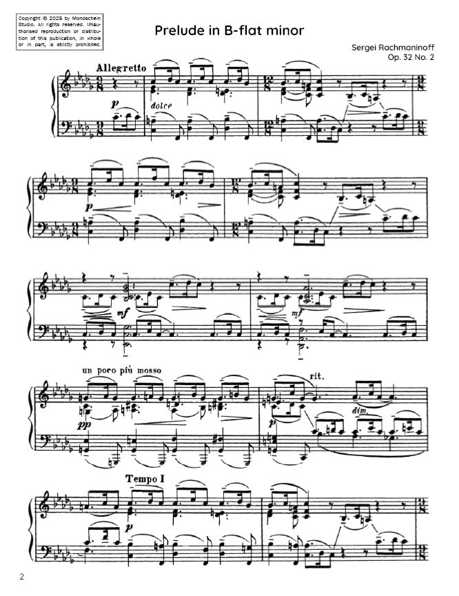 Rachmaninoff - Prelude Op. 32 No. 2 (PDF Sheet Music / Digital Download)