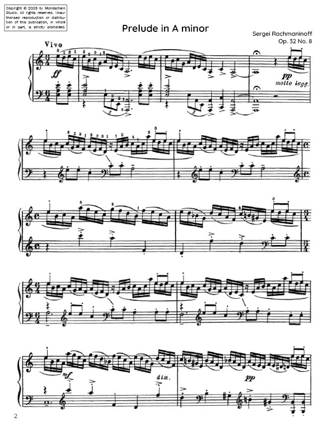 Rachmaninoff - Prelude Op. 32 No. 8 (PDF Sheet Music / Digital Download)
