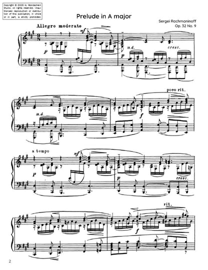 Rachmaninoff - Prelude Op. 32 No. 9 (PDF Sheet Music / Digital Download)