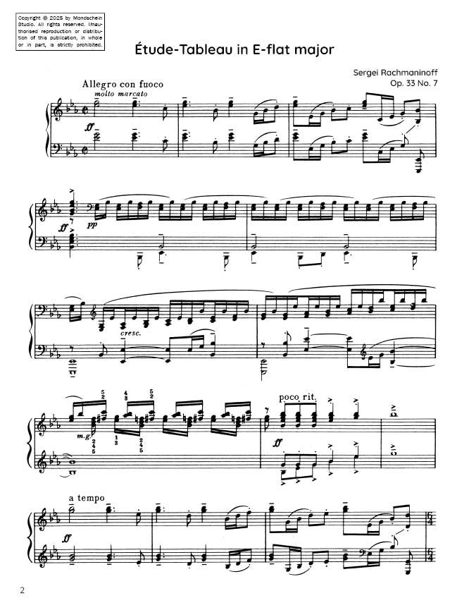 Rachmaninoff - Étude-Tableau in E-flat major, Op. 33 No. 7 (PDF Sheet Music / Digital Download)