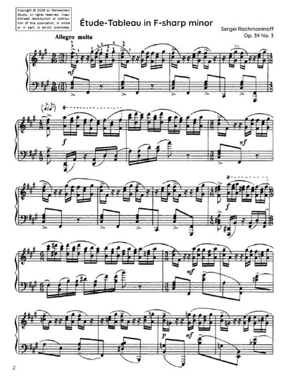 Rachmaninoff - Étude-Tableau in F-sharp minor, Op. 39 No. 3 (PDF Sheet Music / Digital Download)