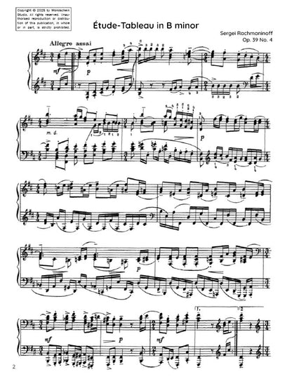 Rachmaninoff - Étude-Tableau in B minor, Op. 39 No. 4 (PDF Sheet Music / Digital Download)