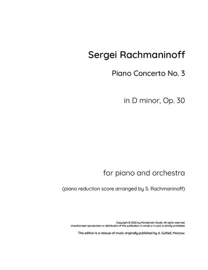 Rachmaninoff - Piano Concerto No. 3 in D minor, Op. 30 (PDF Sheet Music / Digital Download)