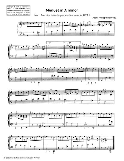 Rameau - Menuet in A minor from Premier livre de pièces de clavecin, RCT 1 (PDF Sheet Music / Digital Download)