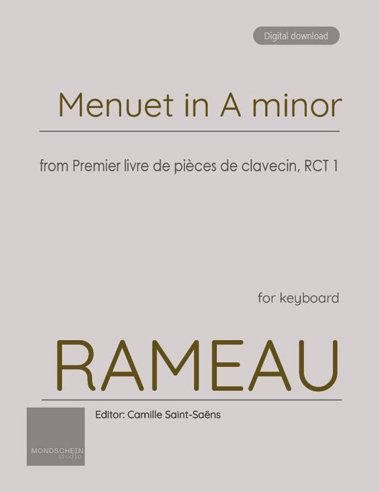 Rameau - Menuet in A minor from Premier livre de pièces de clavecin, RCT 1 (PDF Sheet Music / Digital Download)