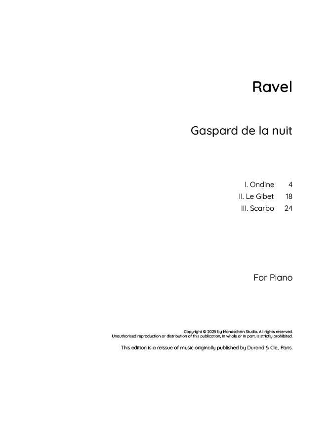 Ravel - Gaspard de la nuit (PDF Sheet Music / Digital Download)