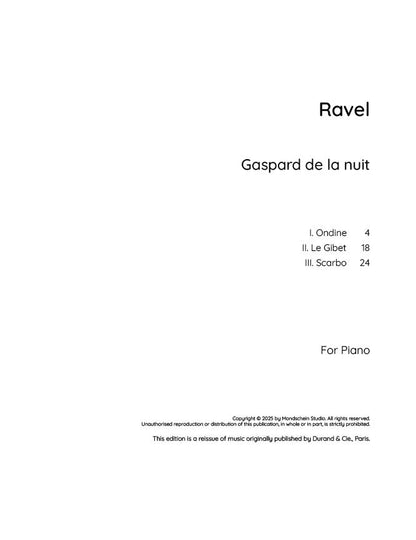 Ravel - Gaspard de la nuit (PDF Sheet Music / Digital Download)
