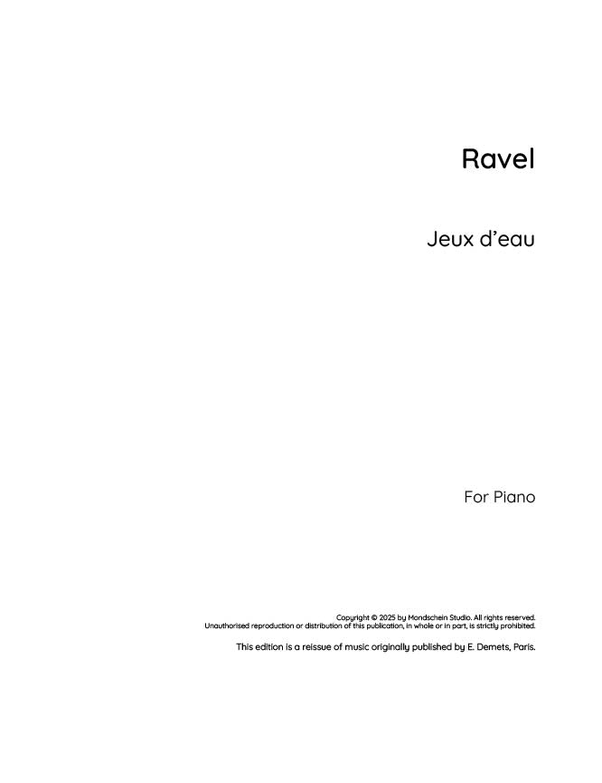Ravel - Jeux d'eau (PDF Sheet Music / Digital Download)