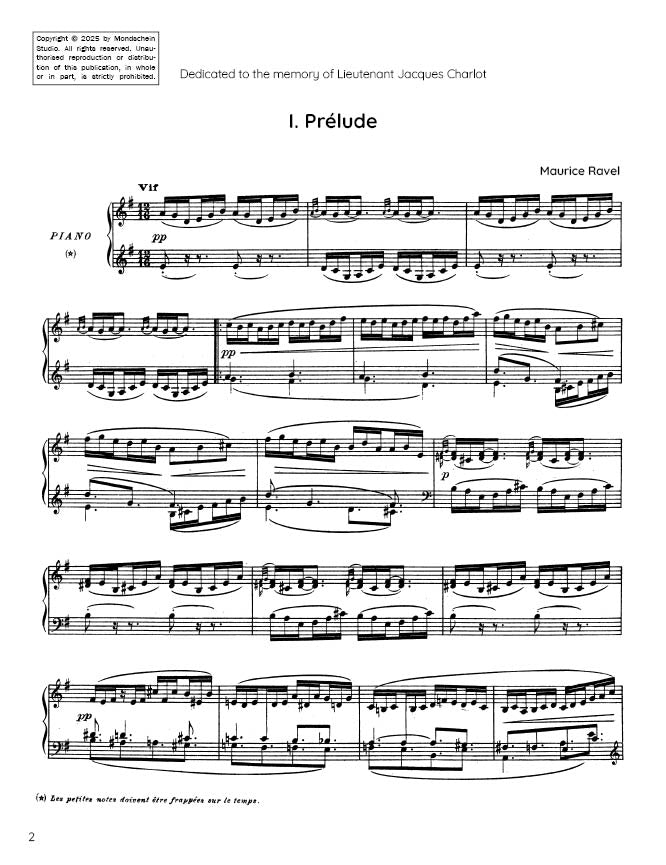 Ravel - Prélude from Le Tombeau de Couperin (PDF Sheet Music / Digital Download)