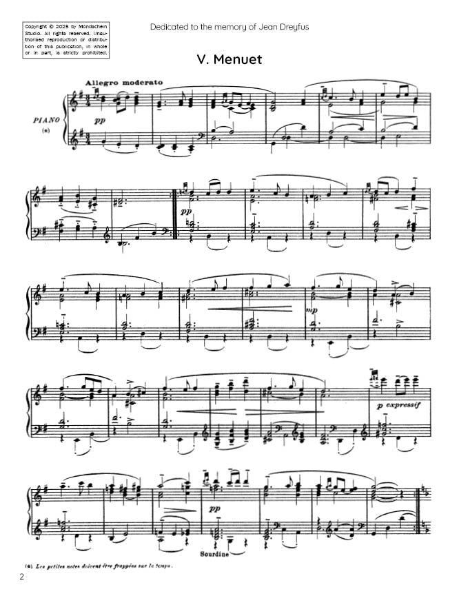 Ravel - Menuet from Le Tombeau de Couperin (PDF Sheet Music / Digital Download)