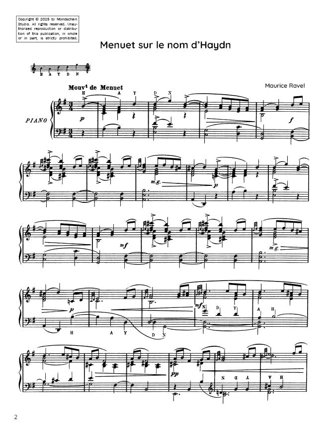 Ravel - Menuet sur le nom d’Haydn (PDF Sheet Music / Digital Download)