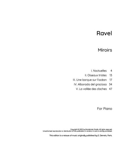 Ravel - Miroirs (PDF Sheet Music / Digital Download)
