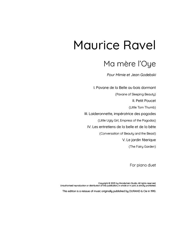 Ravel - Ma mère l’Oye / Mother Goose Suite (PDF Sheet Music / Digital Download)