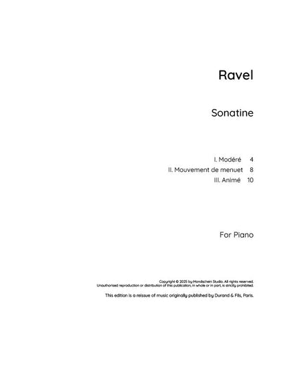 Ravel - Sonatine (PDF Sheet Music / Digital Download)