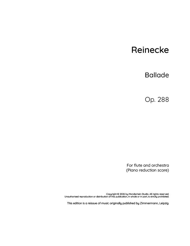 Reinecke - Ballade, Op. 288 (PDF Sheet Music / Digital Download)