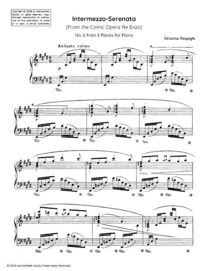 Respighi - Intermezzo-Serenata from 6 Pieces for Piano (PDF Sheet Music / Digital Download)
