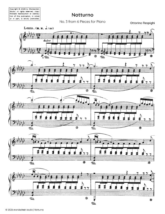 Respighi - Notturno from 6 Pieces for Piano (PDF Sheet Music / Digital Download)