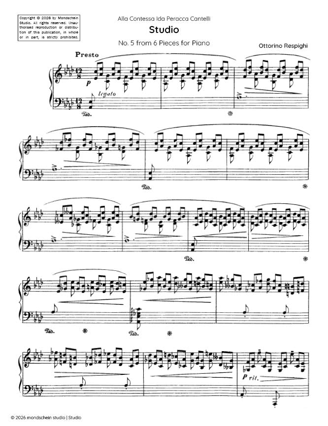 Respighi - Studio from 6 Pieces for Piano (PDF Sheet Music / Digital Download)