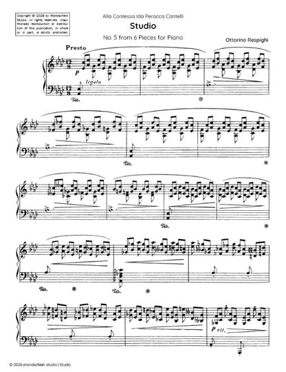Respighi - Studio from 6 Pieces for Piano (PDF Sheet Music / Digital Download)