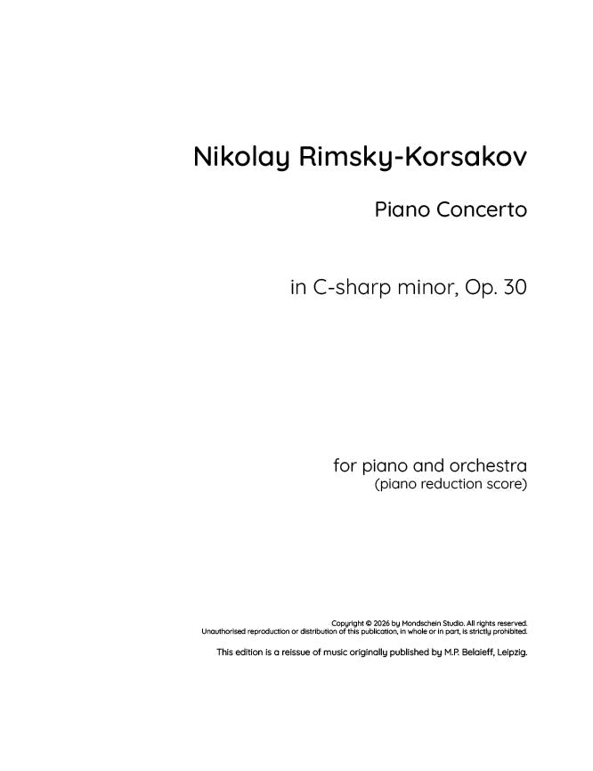 Rimsky-Korsakov - Piano Concerto, Op. 30 (PDF Sheet Music / Digital Download)