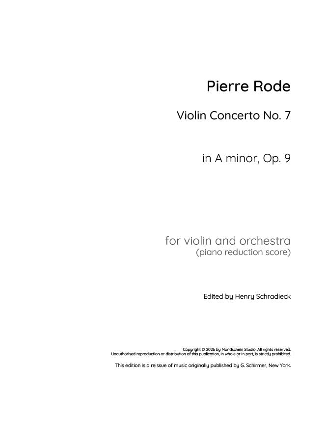 Rode - Violin Concerto No. 7 in A minor, Op. 9 (PDF Sheet Music / Digital Download)