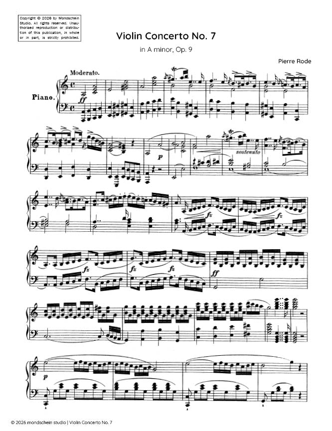 Rode - Violin Concerto No. 7 in A minor, Op. 9 (PDF Sheet Music / Digital Download)