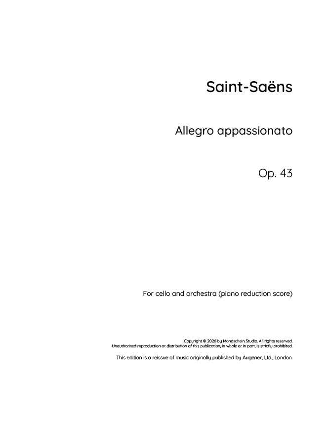 Saint-Saëns - Allegro appassionato, Op. 43 (PDF Sheet Music / Digital Download)