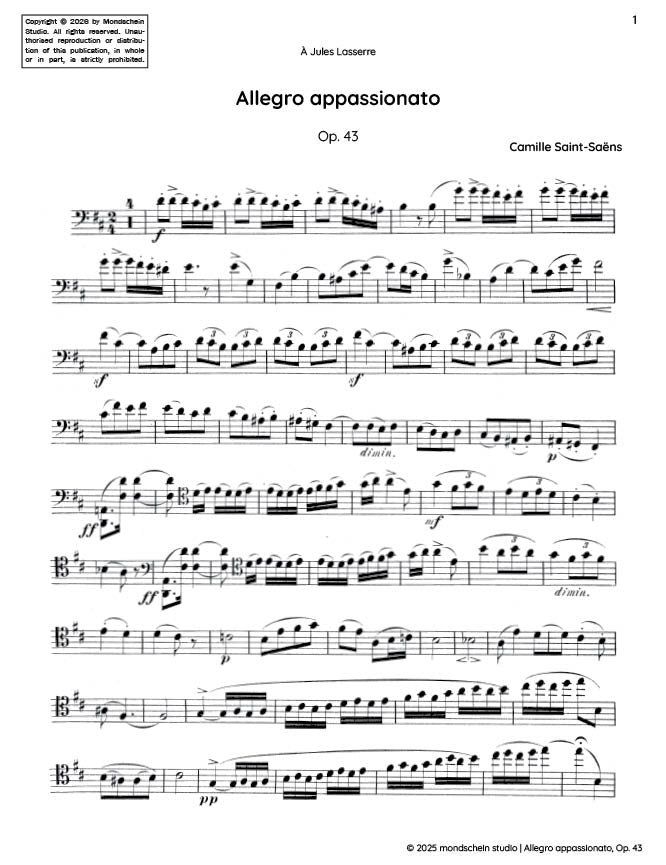 Saint-Saëns - Allegro appassionato, Op. 43 (PDF Sheet Music / Digital Download)