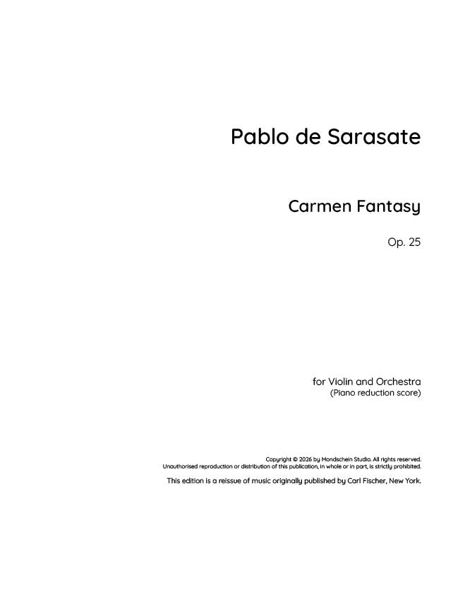 Sarasate - Carmen Fantasy, Op. 25 (PDF Sheet Music / Digital Download)