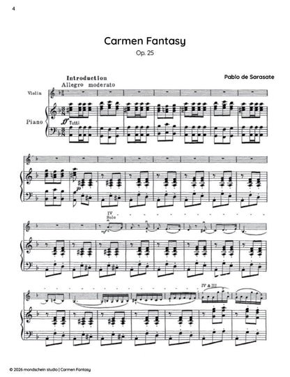 Sarasate - Carmen Fantasy, Op. 25 (PDF Sheet Music / Digital Download)