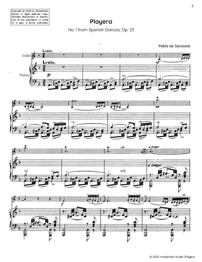 Sarasate - Playera for Violin and Piano from Spanish Dances, Op. 23 (PDF Sheet Music / Digital Download)