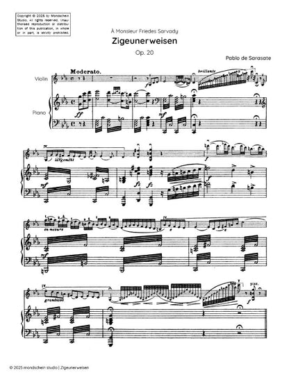 Sarasate - Zigeunerweisen, Op. 20 (PDF Sheet Music / Digital Download)