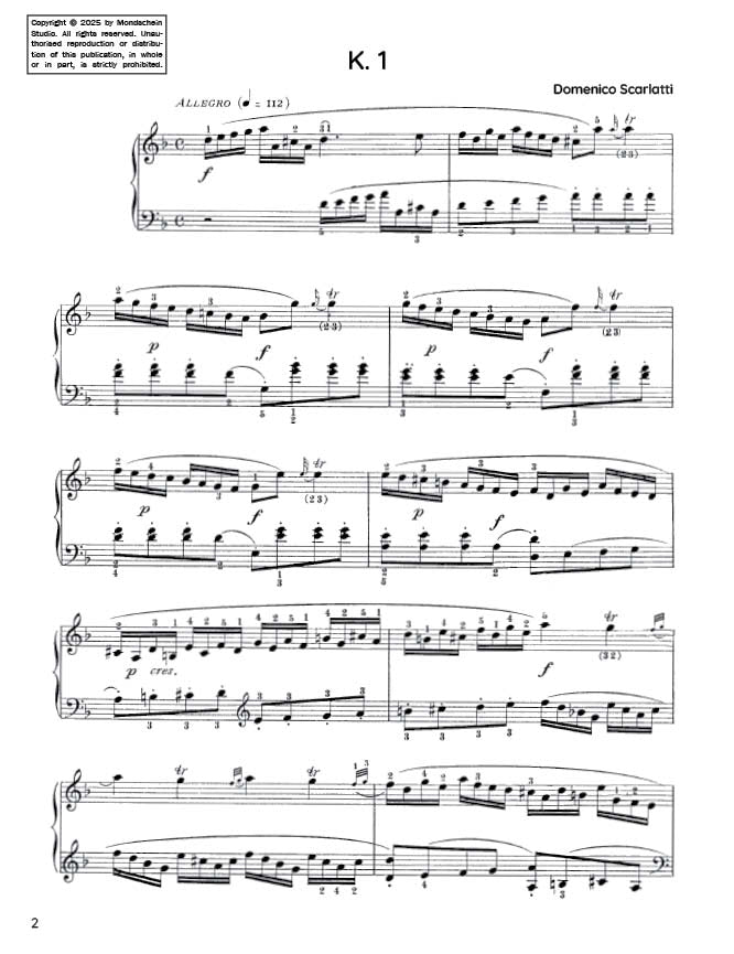 Scarlatti - Sonata in D minor, K. 1 (PDF Sheet Music / Digital Download)