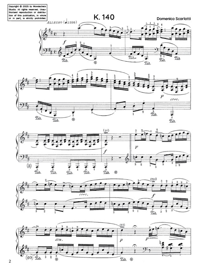 Scarlatti - Sonata in D major, K. 140 (PDF Sheet Music / Digital Download)