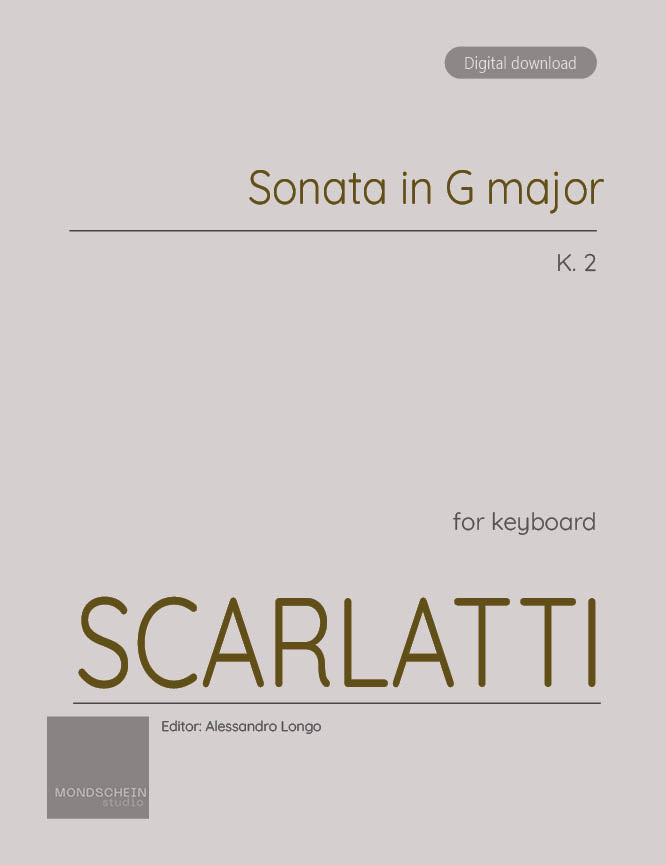 Scarlatti - Sonata in G major, K. 2 (PDF Sheet Music / Digital Download)