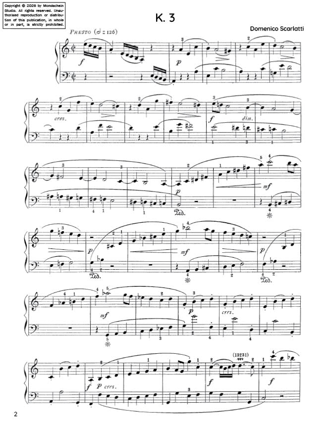 Scarlatti - Sonata in A minor, K. 3 (PDF Sheet Music / Digital Download)