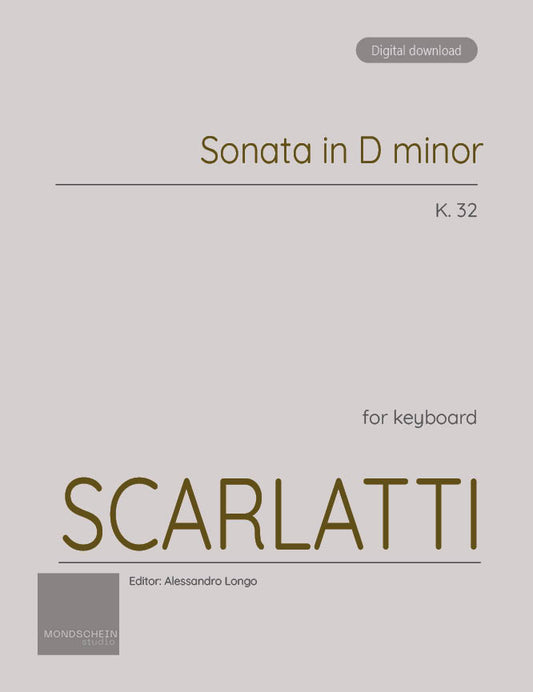 Scarlatti - Sonata in D minor, K. 32 (PDF Sheet Music / Digital Download)