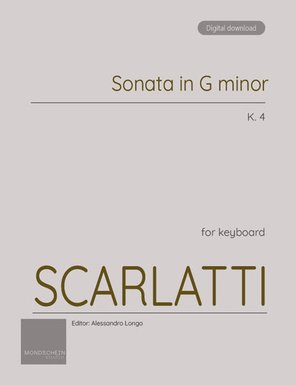 Scarlatti - Sonata in G minor, K. 4 (PDF Sheet Music / Digital Download)