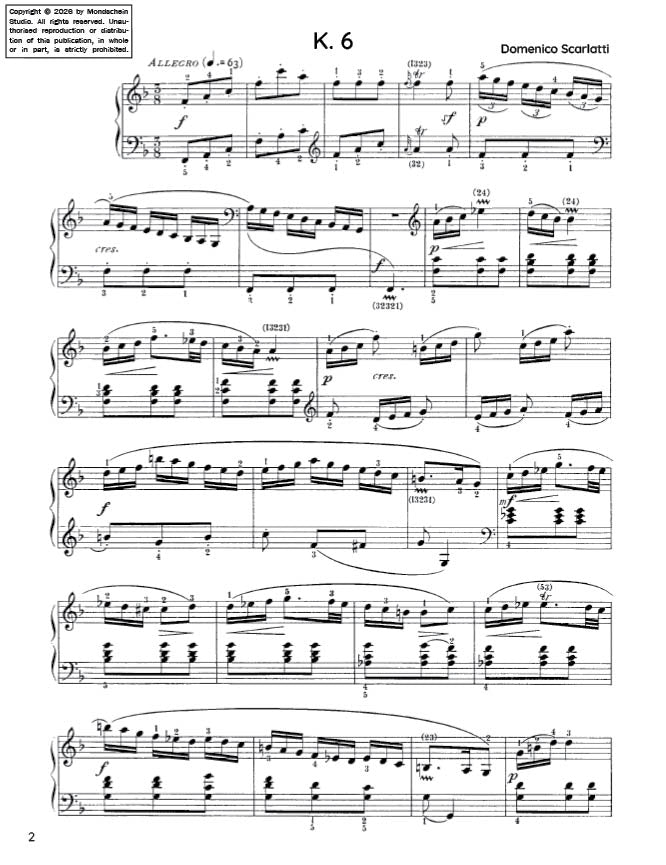 Scarlatti - Sonata in F major, K. 6 (PDF Sheet Music / Digital Download)