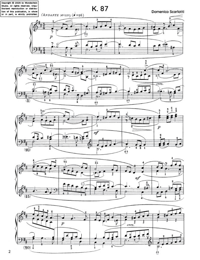Scarlatti - Sonata in B minor, K. 87 (PDF Sheet Music / Digital Download)
