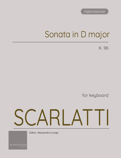 Scarlatti - Sonata in D major, K. 96 (PDF Sheet Music / Digital Download)