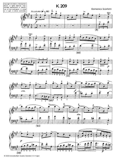 Scarlatti - Sonata in A major, K. 209 (PDF Sheet Music / Digital Download)