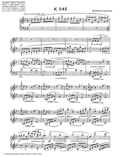 Scarlatti - Sonata in B-flat major, K. 545 (PDF Sheet Music / Digital Download)