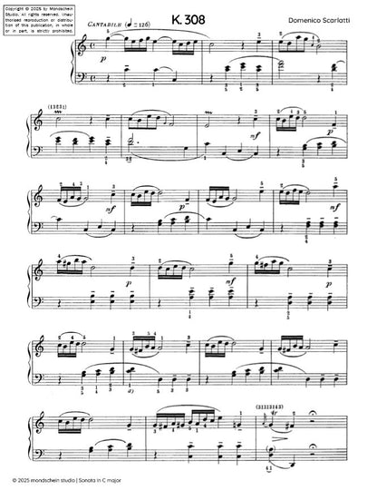 Scarlatti - Sonata in C major, K. 308 (PDF Sheet Music / Digital Download)