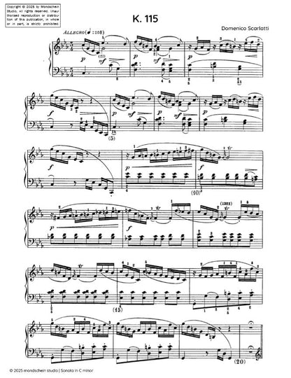 Scarlatti - Sonata in C minor, K. 115 (PDF Sheet Music / Digital Download)